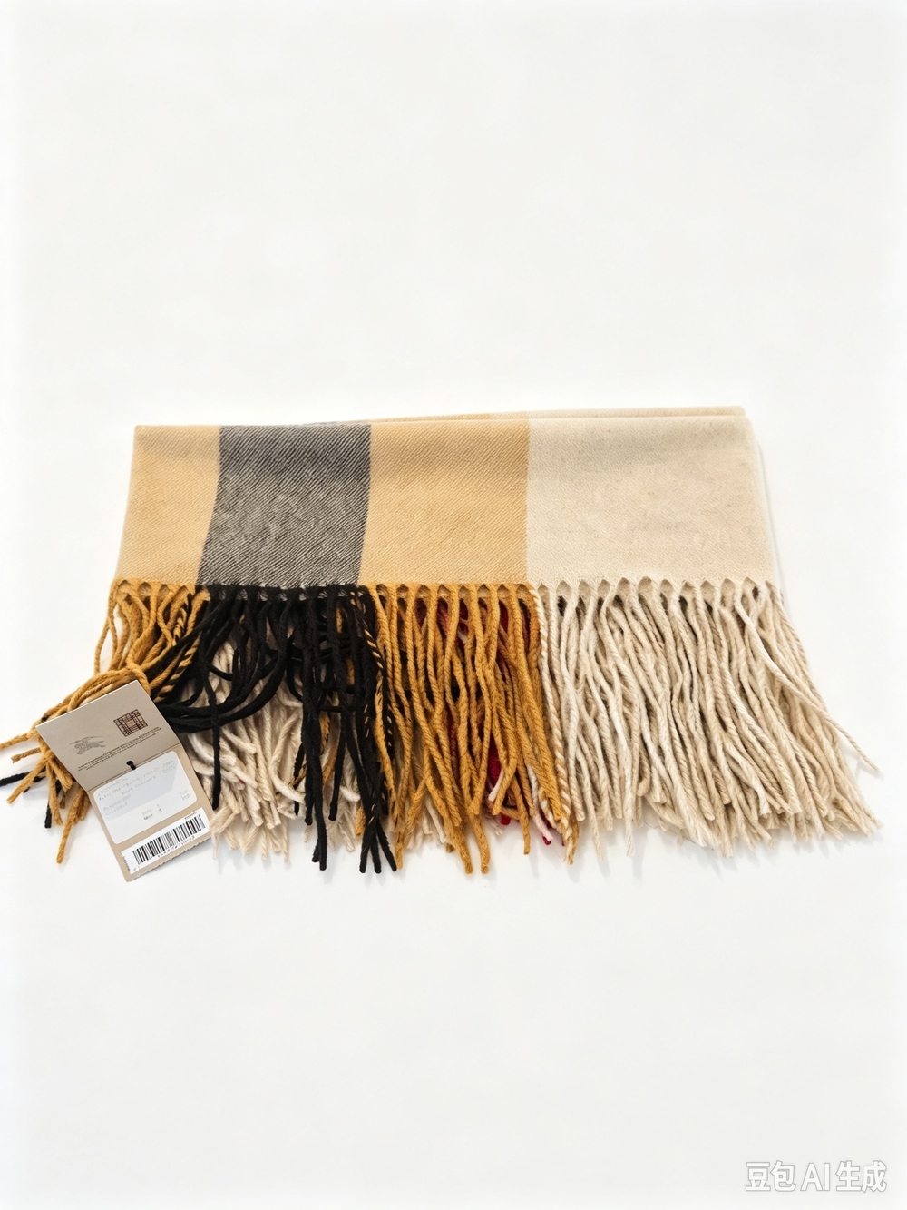 Burberry Classic Check 100% Cashmere Fringe Scarf,